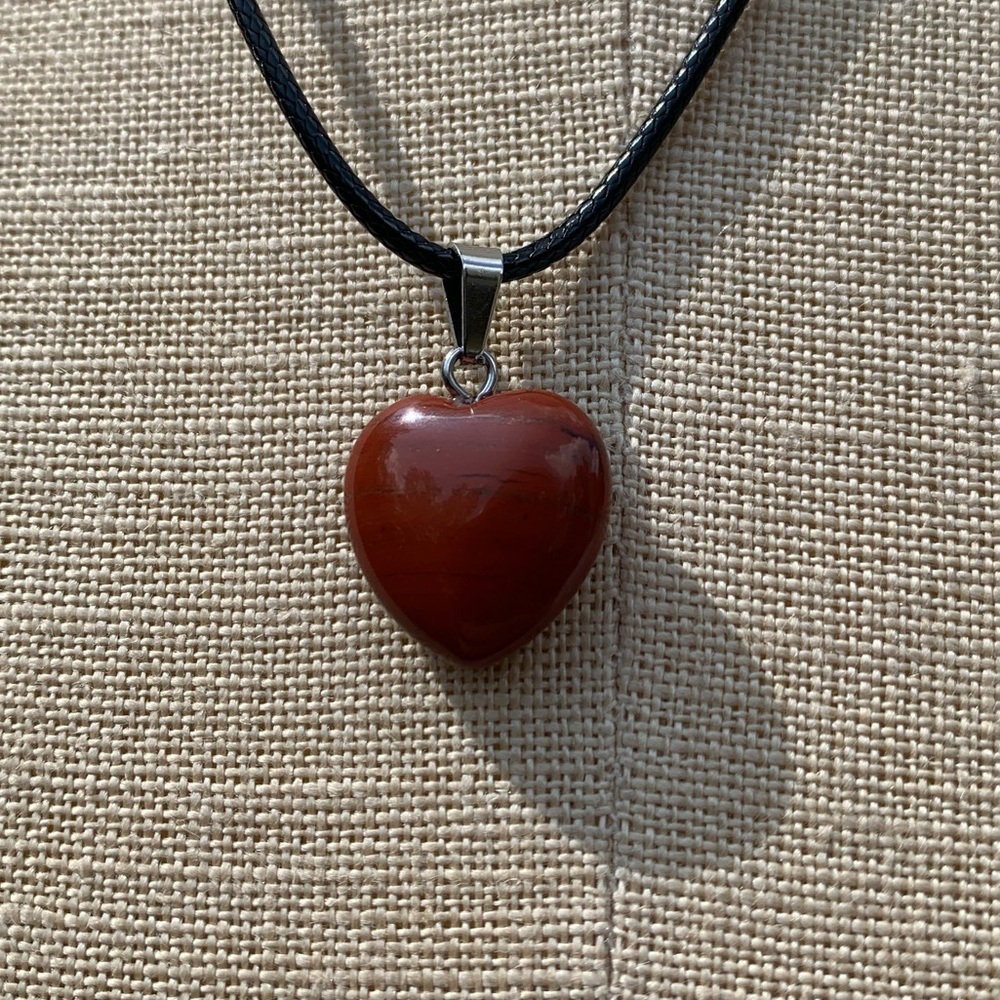 Handmade Heart Genuine Stone Amulet Necklace - Picture 12 of 13